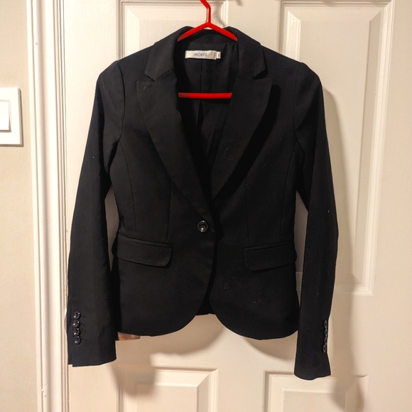 Ricki's Black One-Button Cotton Blend Stretchy Blazer (Size 0) - Picture 1 of 12
